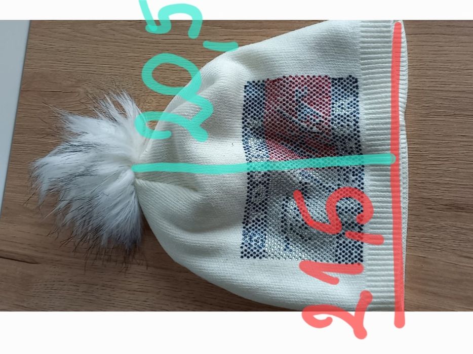 Czapka dziecięca Tommy Hilfiger biała z pomponem