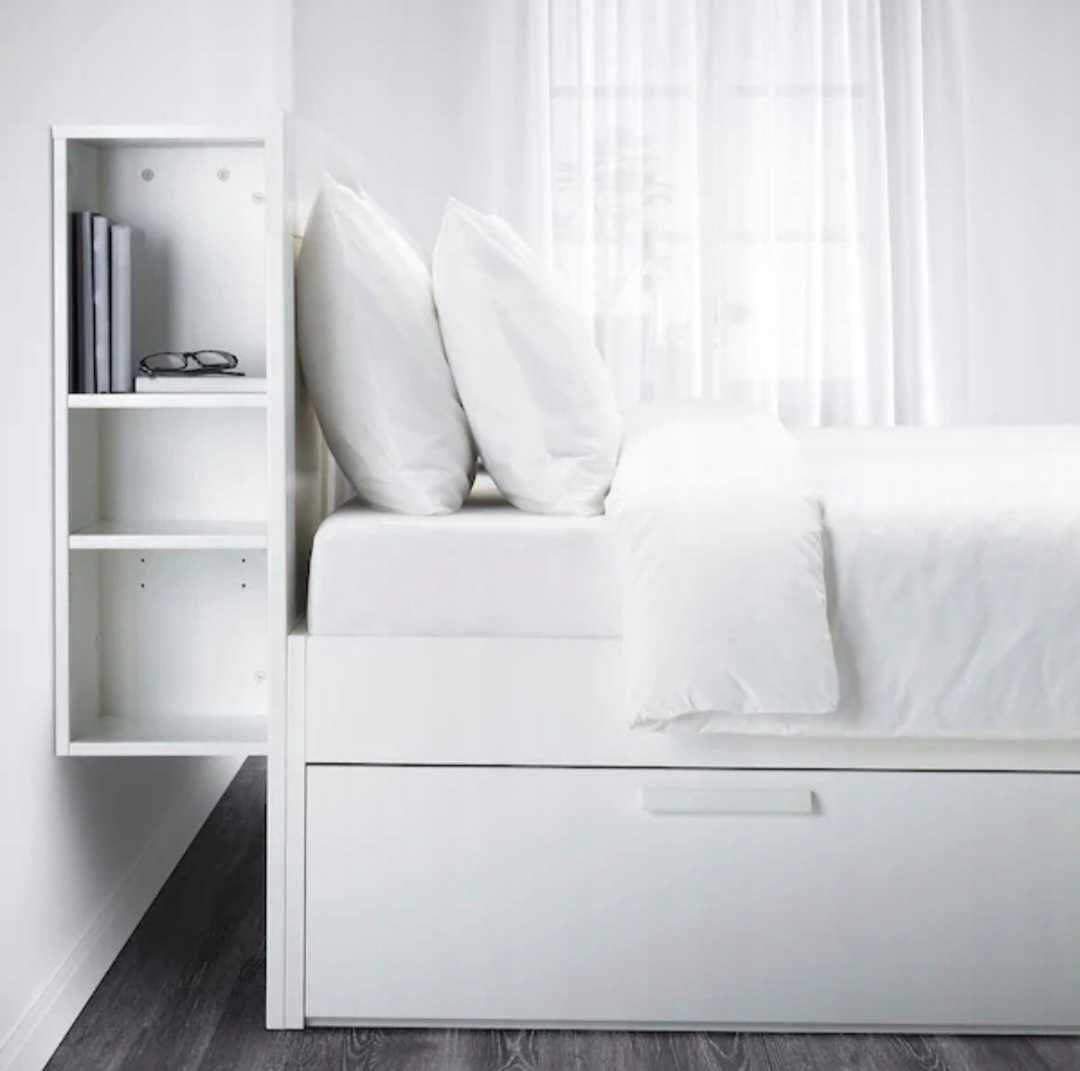 Łóżko IKEA BRIMNES 2 szuflady,zagłówek,materac,topper 180x200 JAK NOWE