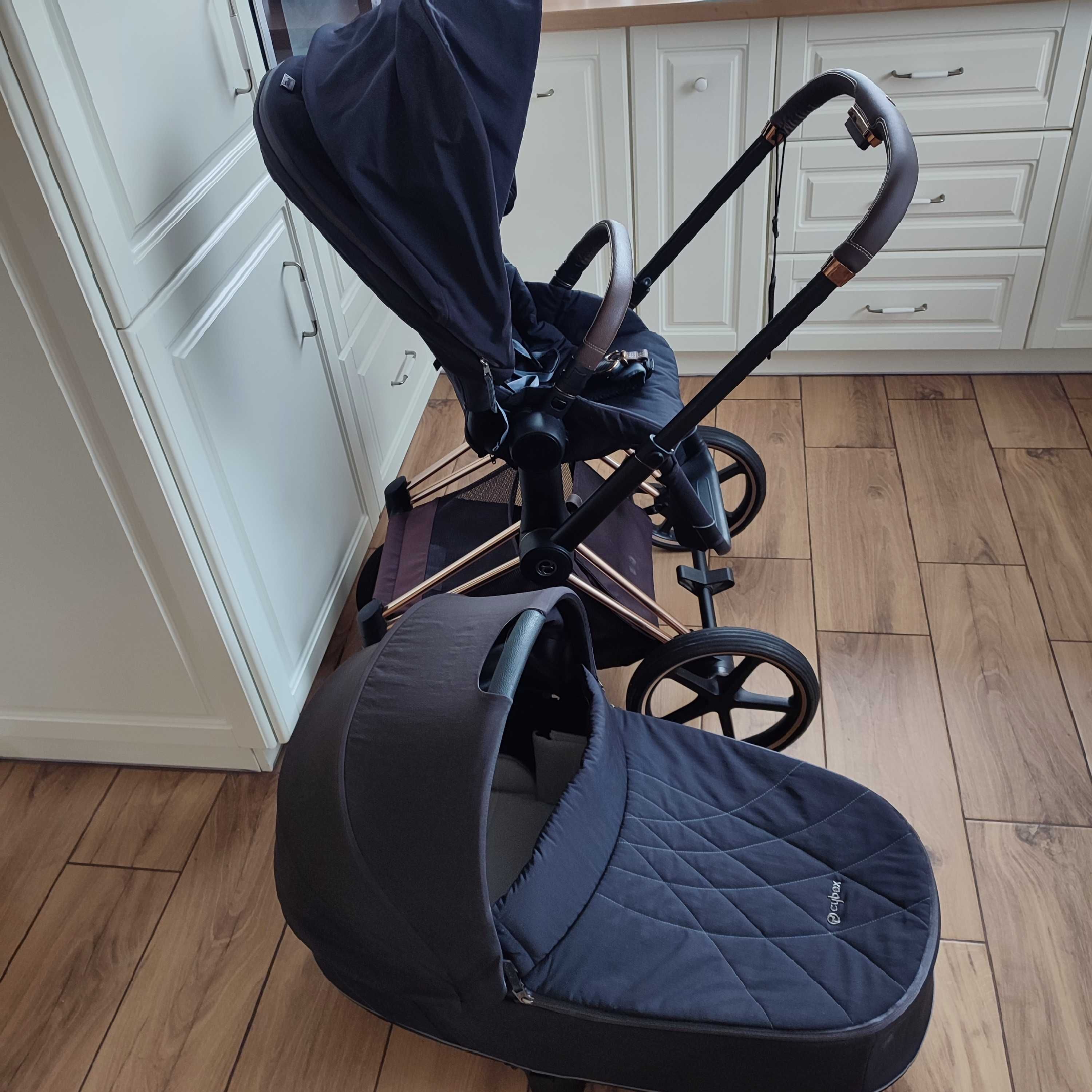 Wózek 2w1 Cybex Priam 2.0 Deep Black Rose Gold