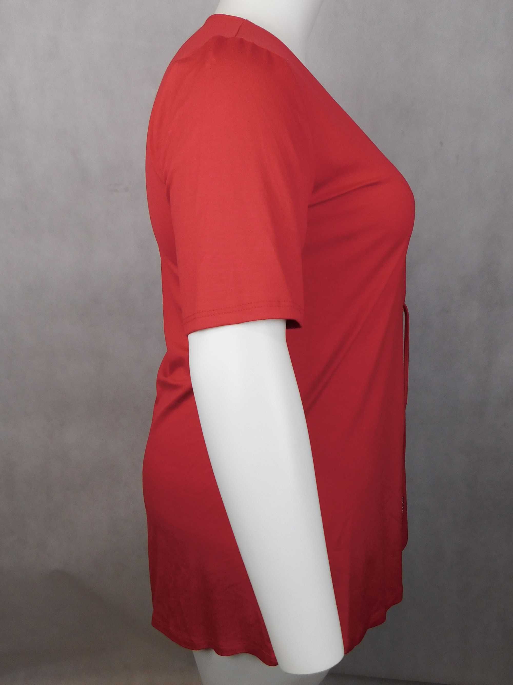 Bluzka z ozdobnym sznureczkiem czerwona  Plus Size  2XL -50/52