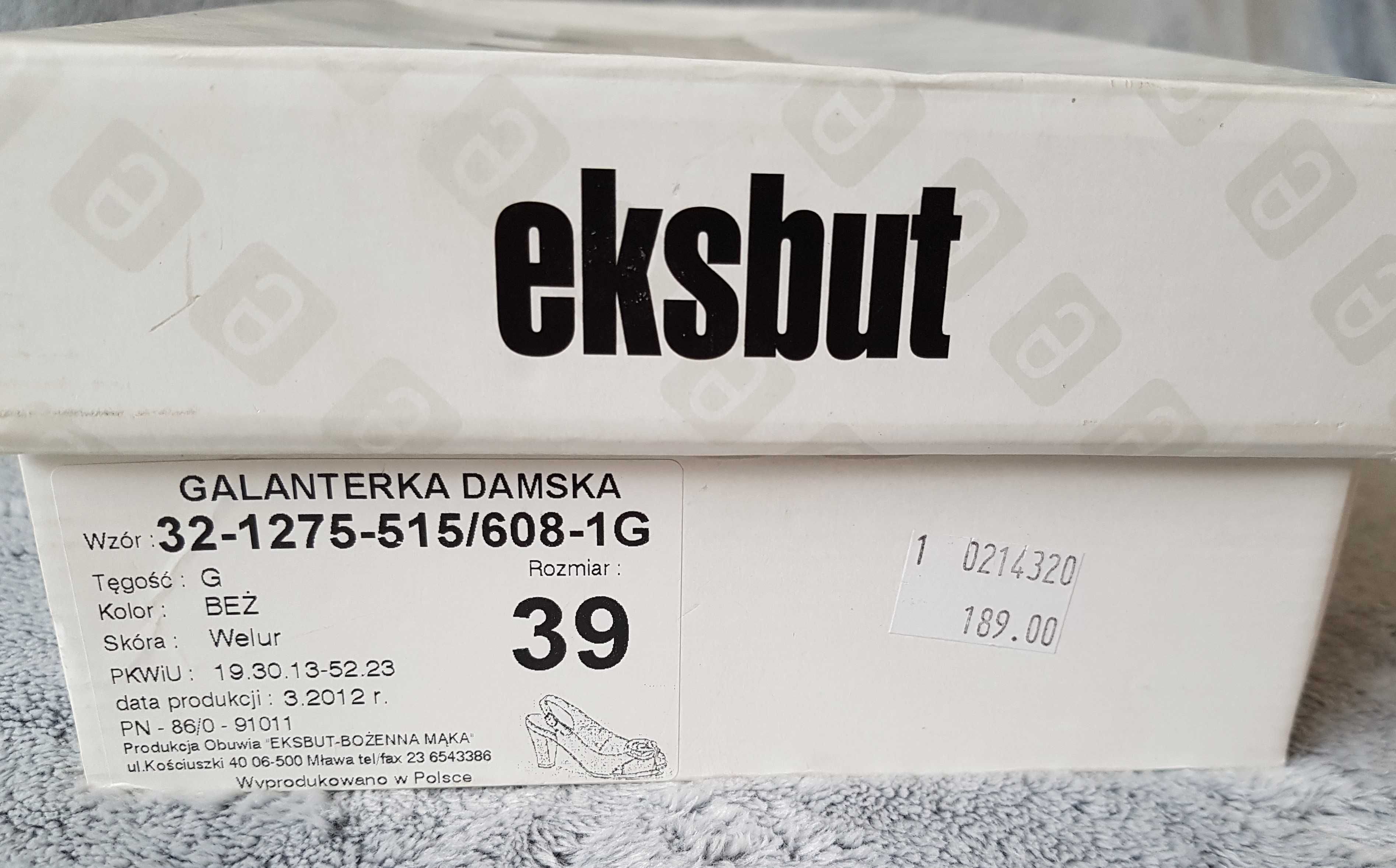 Sandały skórzane na obcasie Eksbut rozm. 39.