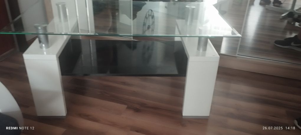 Stolik ława biało czarna