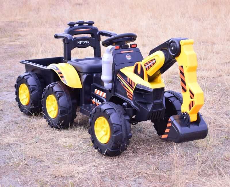 Autko traktor KOPARKA NA AKUMULATOR Z PRZYCZEPĄ jeździk pojazd pilot
