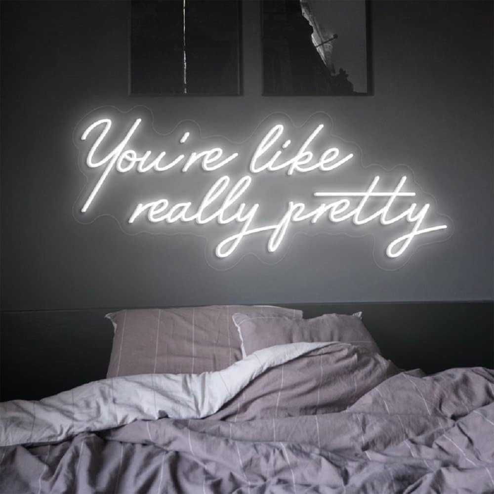 Neon LED Dekoracyjny YOURE LIKE REALLY PRETTY Biały Ściemn 45x25cm USB