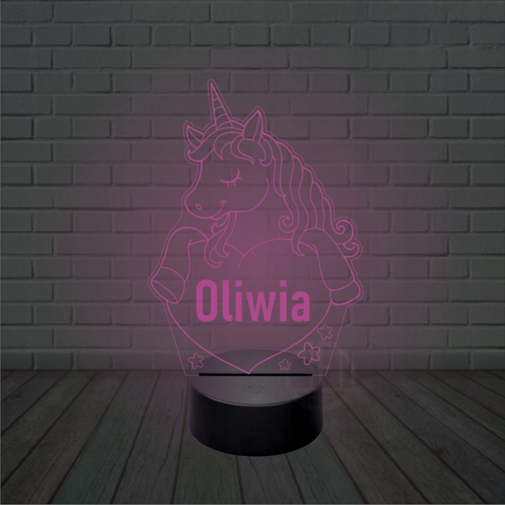 Lampka nocna na biurko imię UNICORN jednorożec