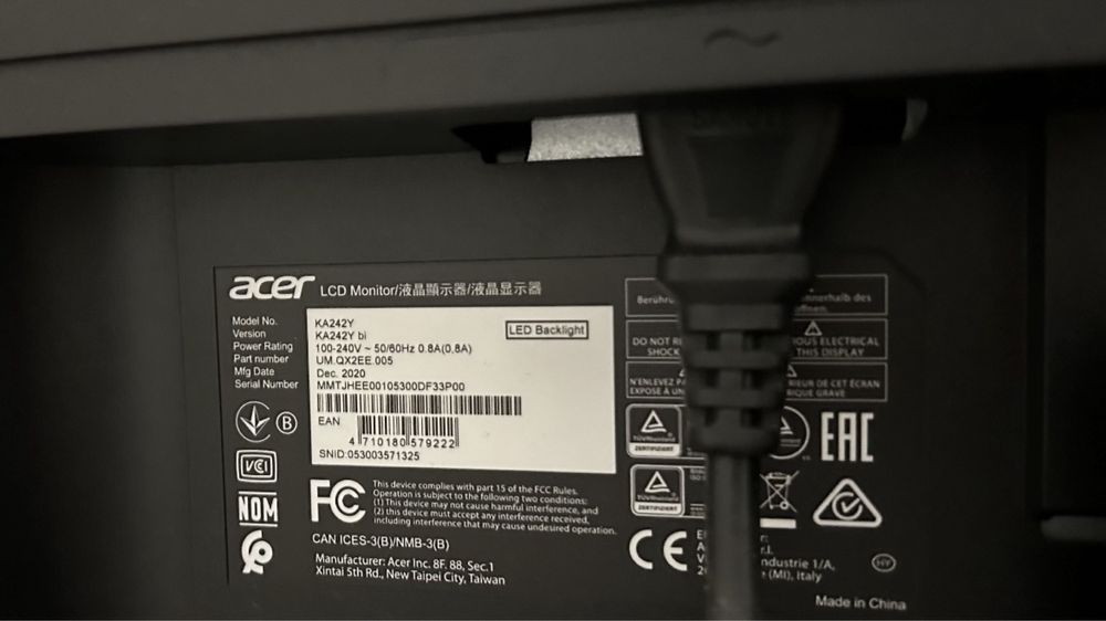Monitor Acer utilizado 1 vez como novo