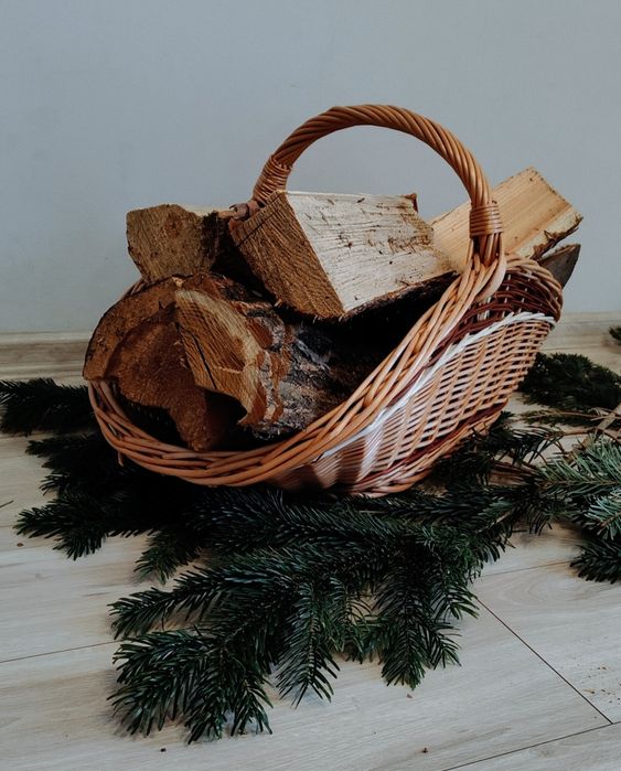 Kosz wiklinowy na drewno L,kosz kominkowy