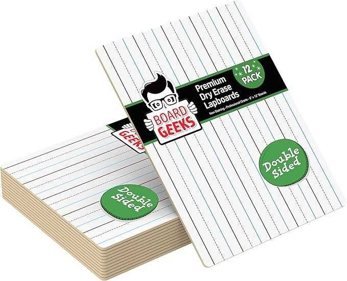 12 tablic suchościeralnych dla dzieci Gładka/Linie