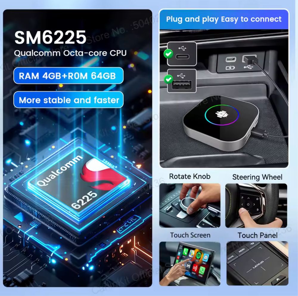Carlinkit R2 4/64Gb Android приставка для CarPlay та AndroidAuto