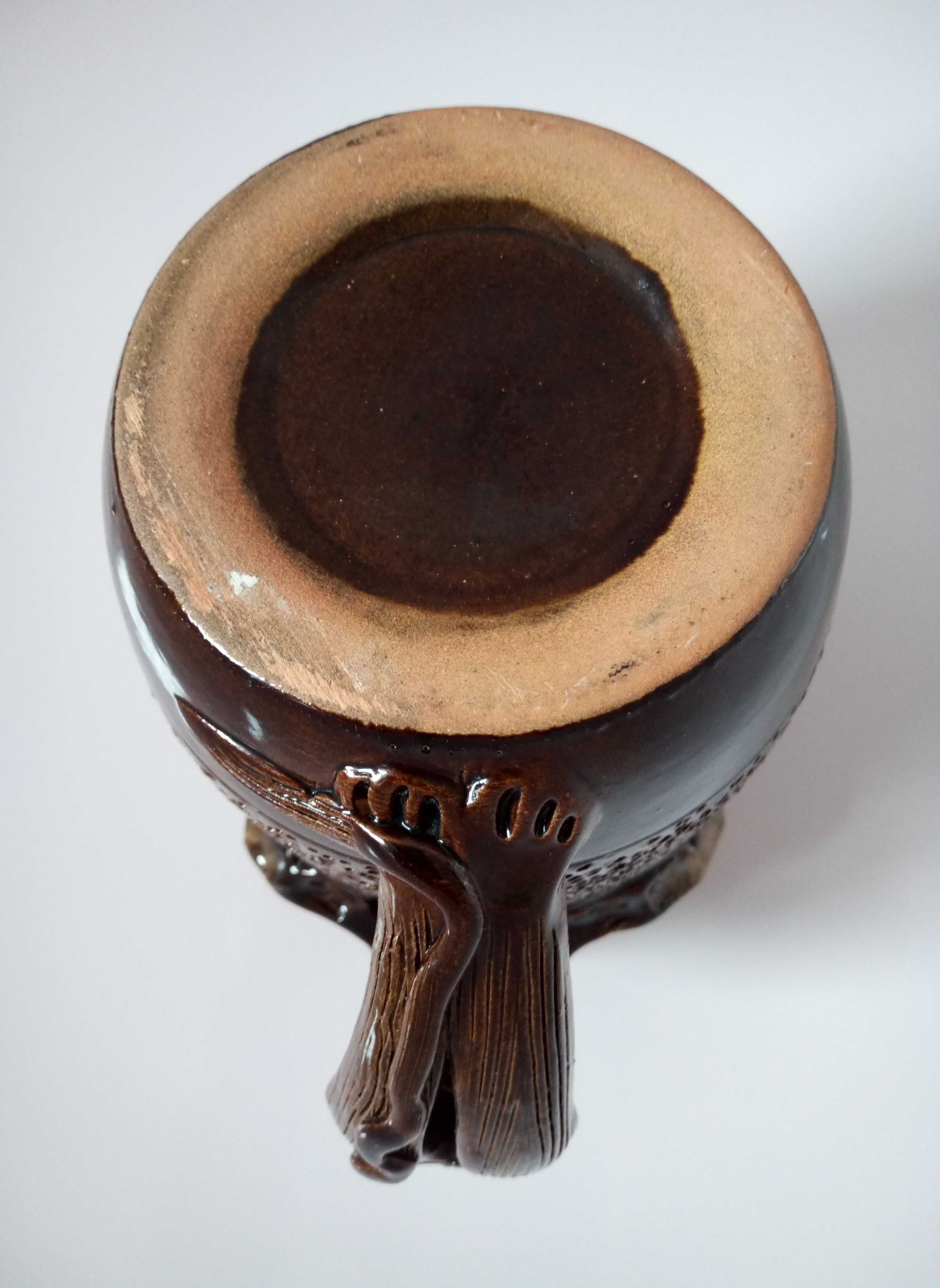 Ceramiczny kufel do piwa z diabłem. Pojemność ok. 1 litr - PRL.