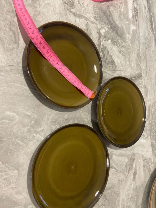 3 talerzyki deserowe zielone Porcelit Pruszków