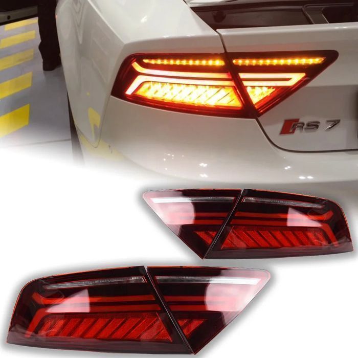 Audi A7 - Lampy Tylne LED RS7 z DRL, Sygnałem, Cofaniem