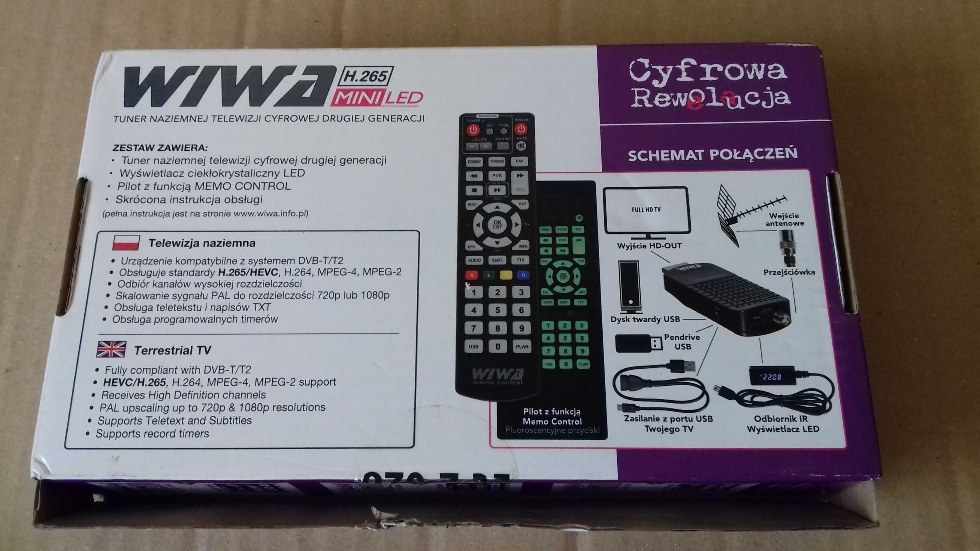Dekoder tuner DVB T/T2 H.265 HEVC