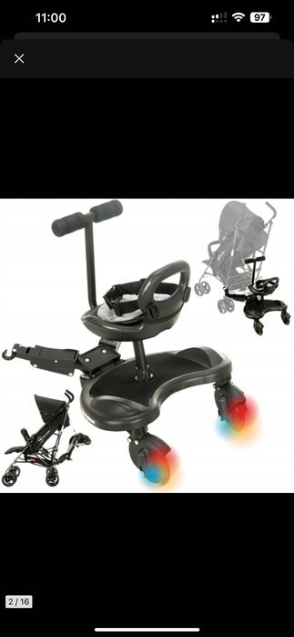 Uniwersalna dostawka 2w1 z Siedziskiem Kółka LED Składana