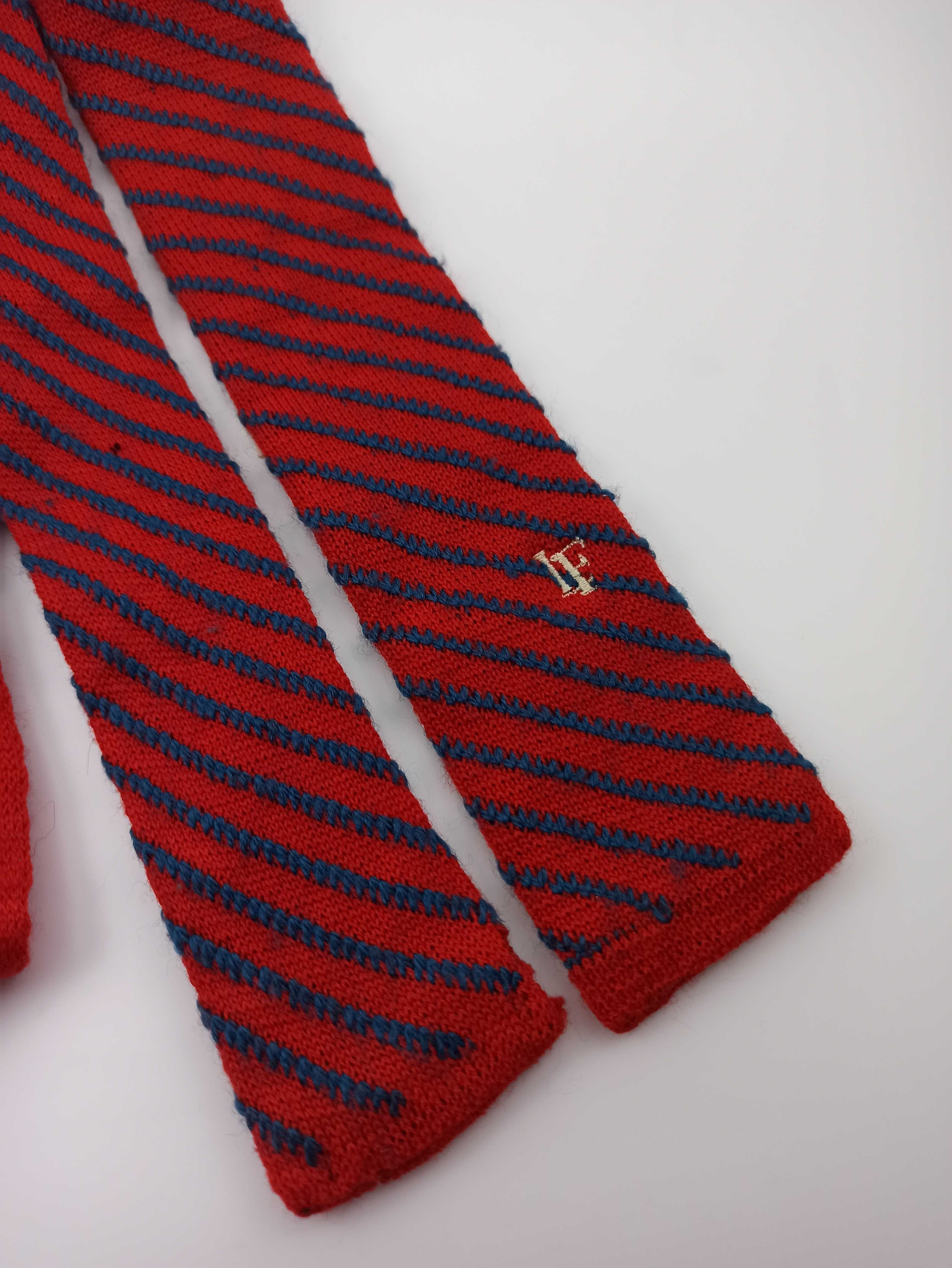 Louis Feraud czerwony krawat knit w paski kn30