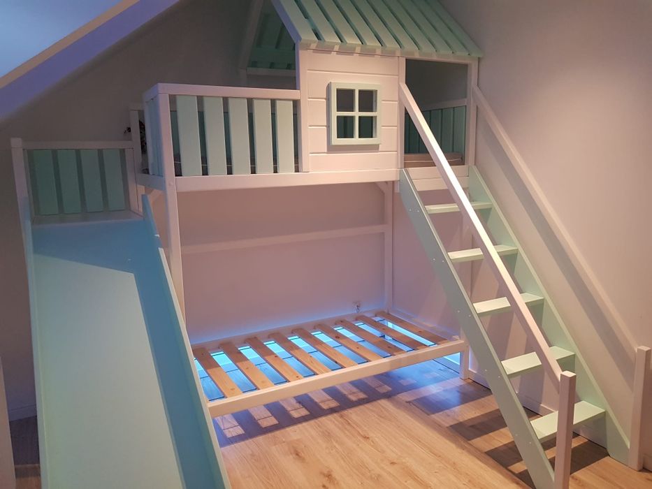 Łóżko drewniane pietrowe domek dla dzieci