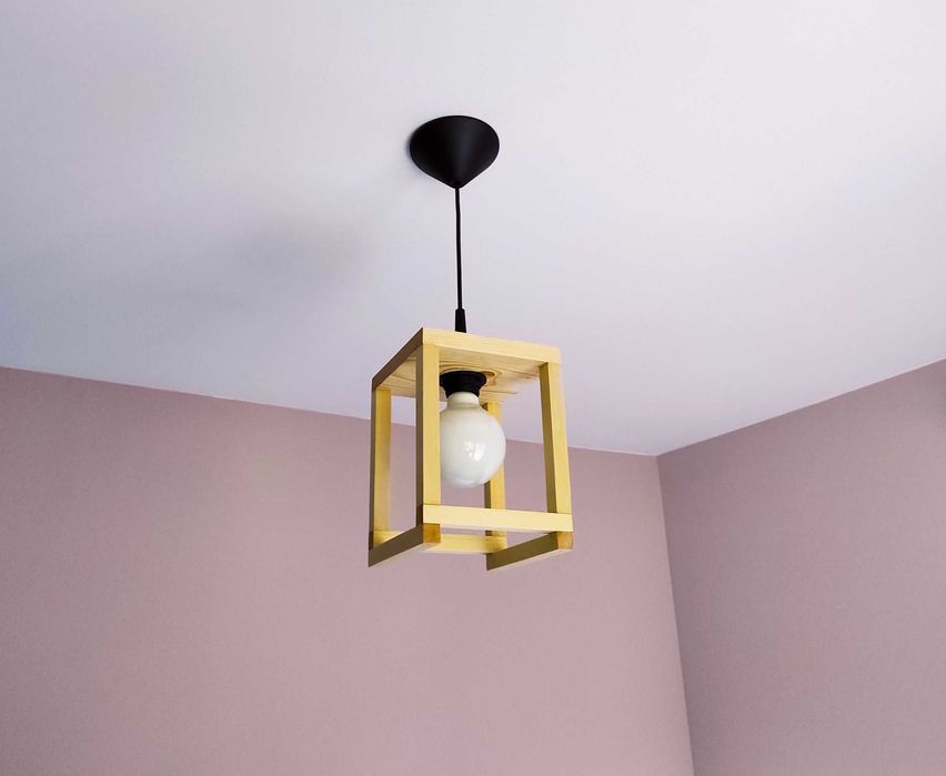 Lampa Drewniana Wisząca/Sufitowa Naturalna Drewno