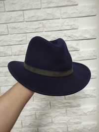 Stetson fedora р M синій капелюх фетровий шерстяний шляпа синяя федора