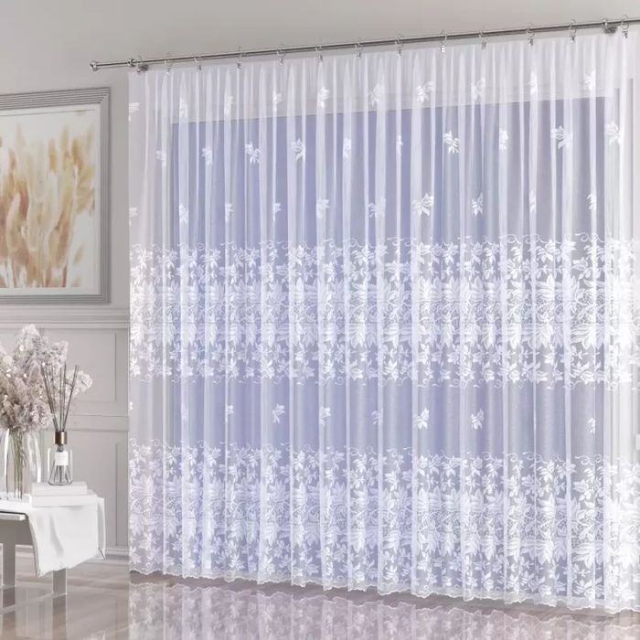 Firanka żakardowa metrażowa wys. 250 cm Terdia A128 biała - 250 cm