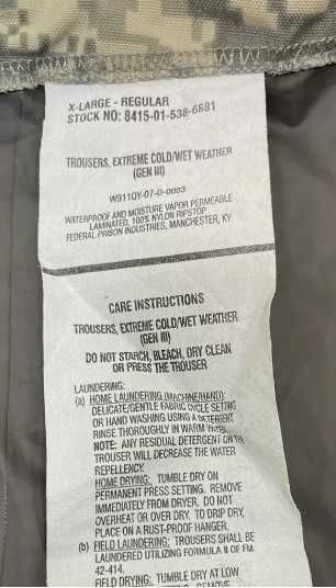 Штани Gore-Tex Trousers Extreme Cold / Wet Weather. XL Regular.