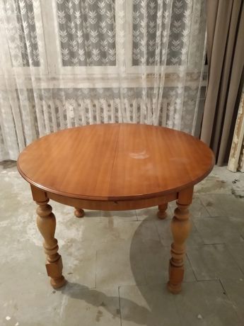 Stół drewniany, rozkładany, okrągły, 110cm