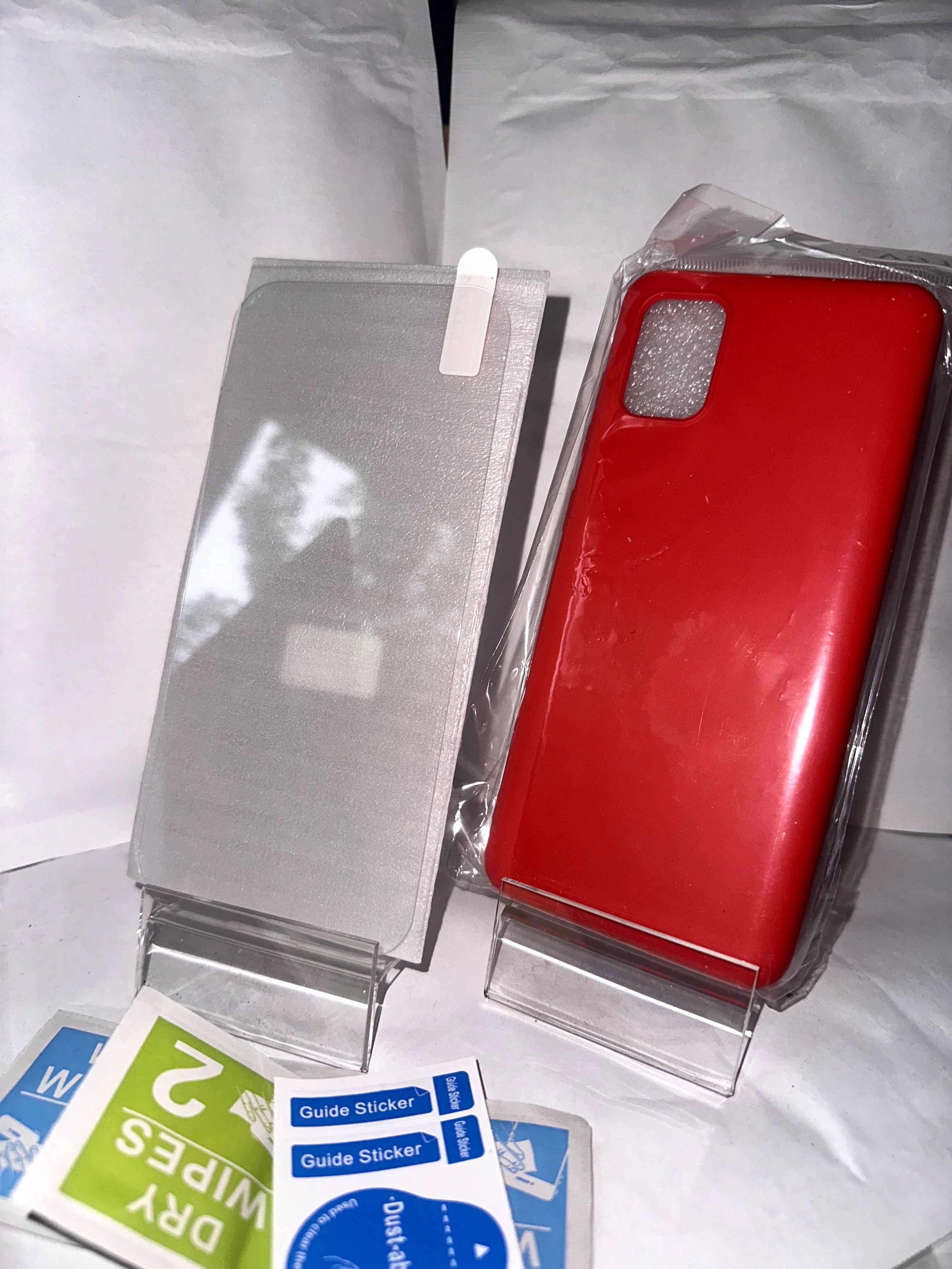 szkło hartowane 9H + etui czerwone samsung A31
