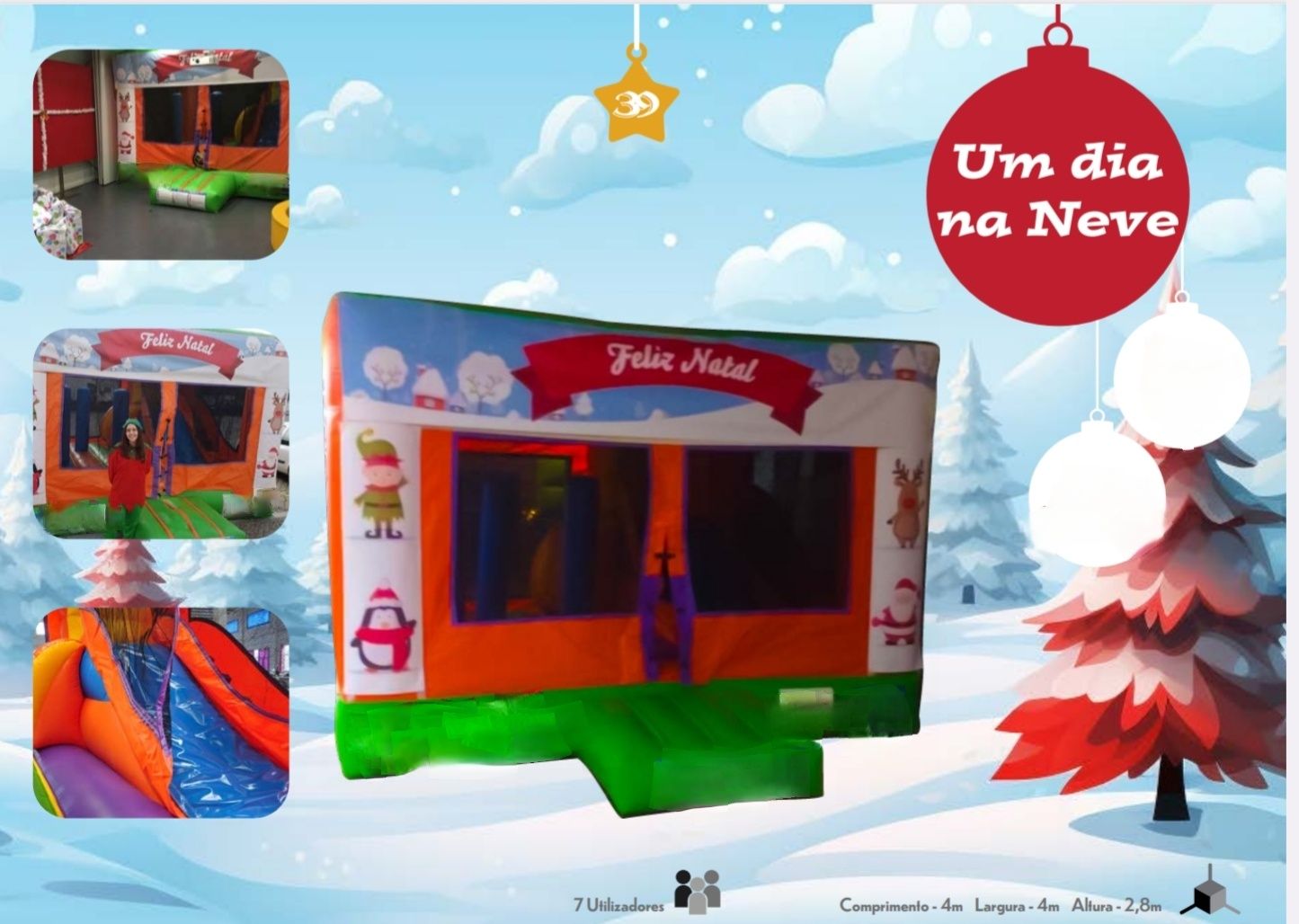 Insufláveis Temática Natal -Rena/Snowboard Mecânico