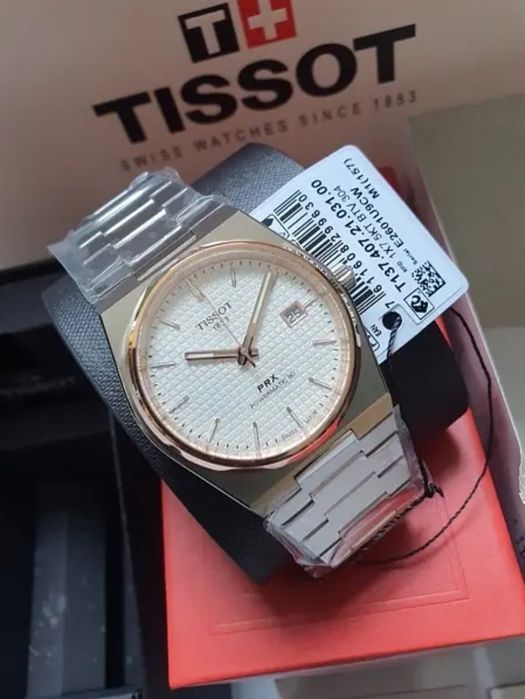 Tissot PRX Powermatic 80 40mm 04/2024 Dial Branco Bezel OURO ROSA PVD