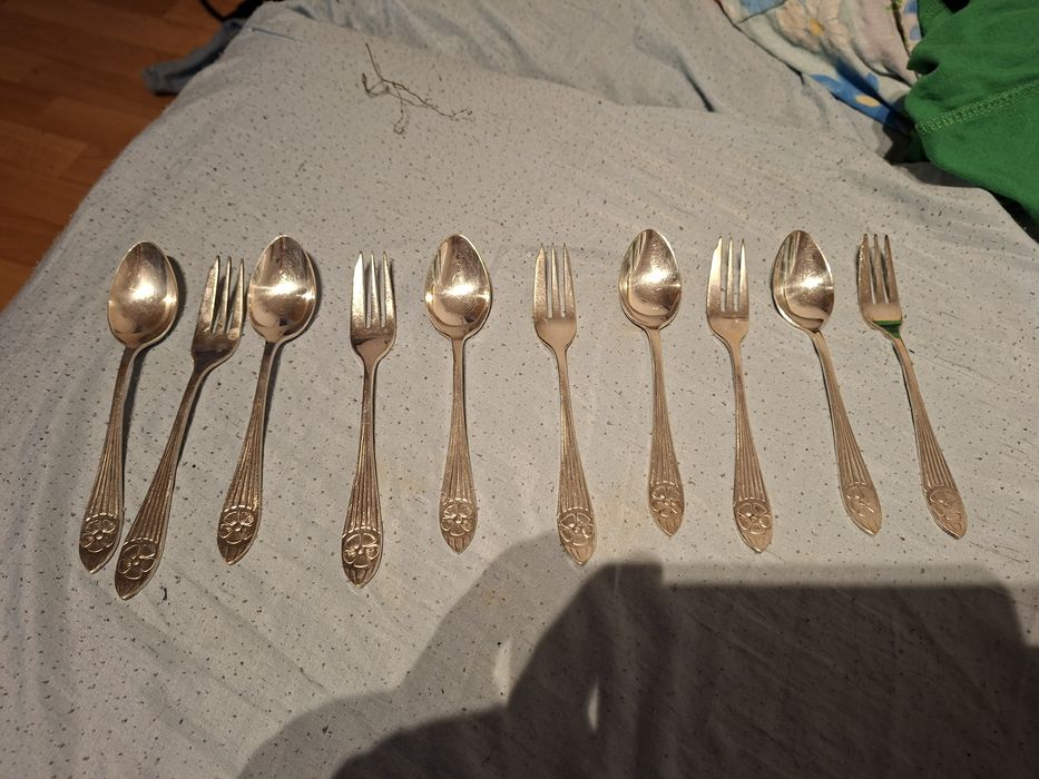 Widelczyki + łyżeczki posrebrzane