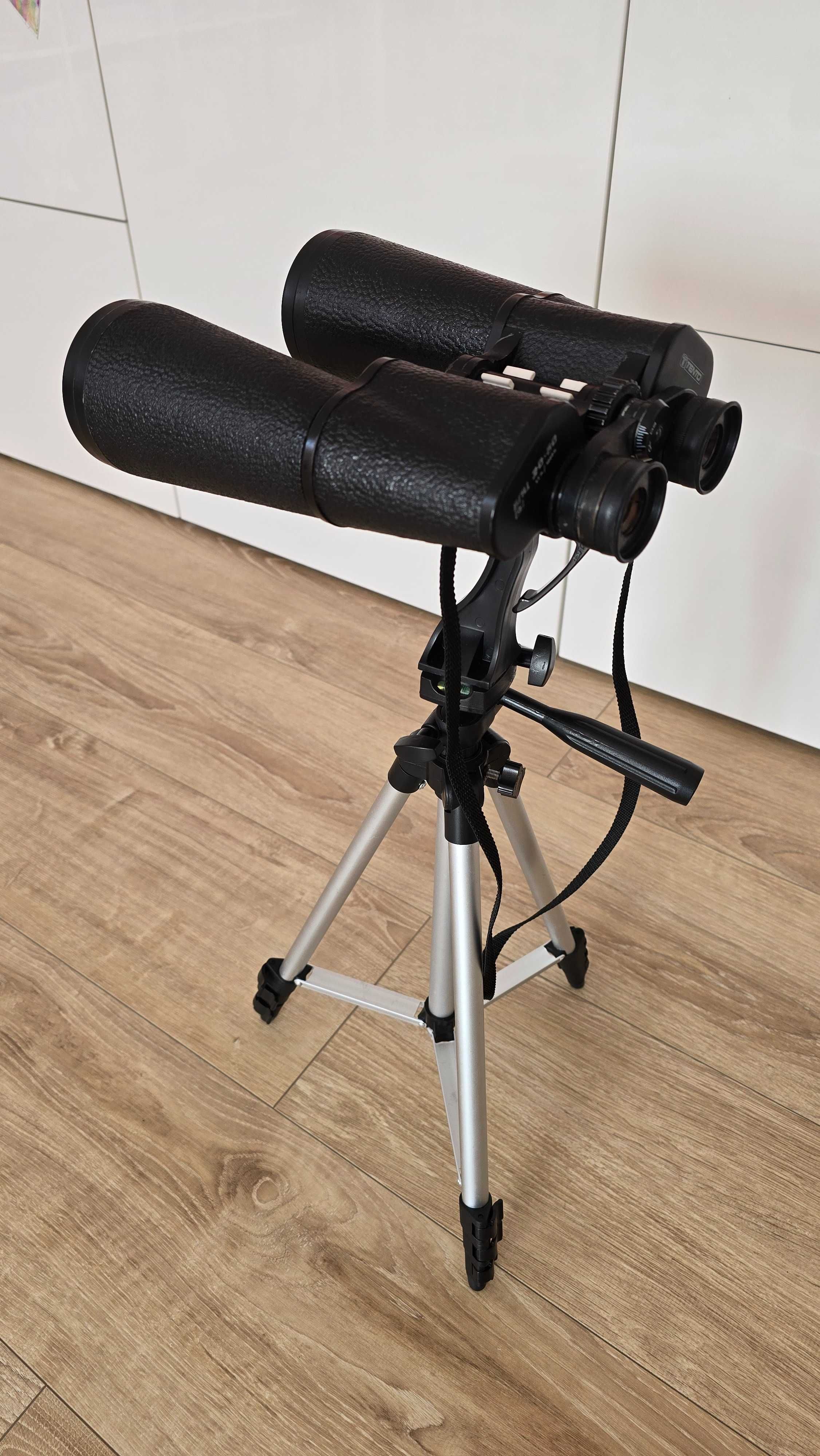 Lornetka Tento 20x60 ze statywem i uchwytami do aparatu. Stan bdb