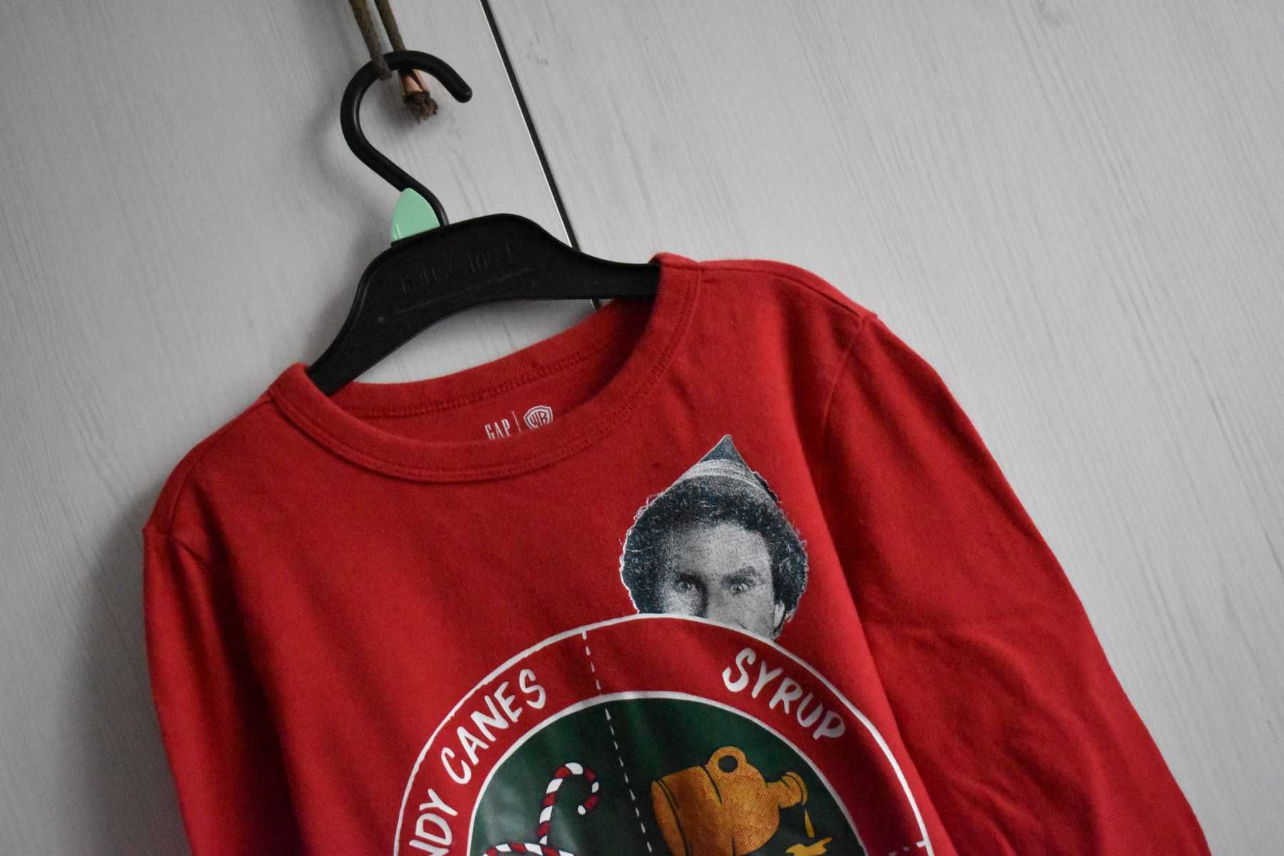 Bluzka koszulka świąteczna 116 122 xmas Elf święta gwiazdka GAP