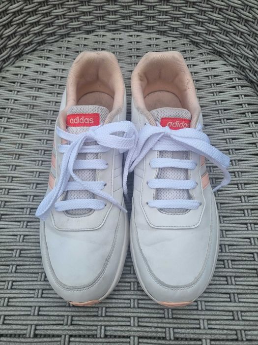 Buty ADIDAS R 38 wkł. 24.5 cm białe neon pudrowy róż sneakersy damskie