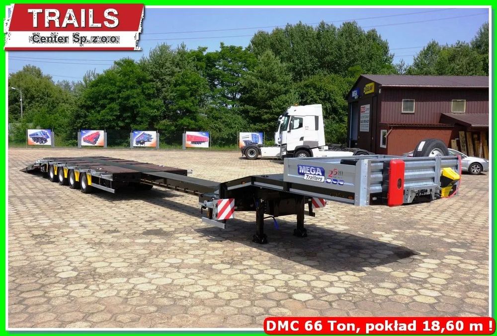 Niska podłoga 4-osie, rozciągana dł. 18,60 m,  własne PTO, NAJAZDY HYDRAULICZNE. !!!  Koszty i VAT GRU-2025 !!! Leasing 24h, DMC 66,0 T i dł. 18.600 mm !!