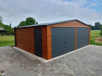 Garaż blaszany 7m x 6m Drewnopodobny konstrukcja z profili zamkniętych
