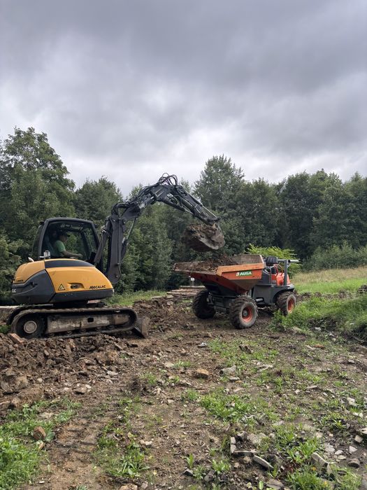 Koparka minikoparka wozidła Wykopy wywóz ziemi transport 4x4 kruszyw