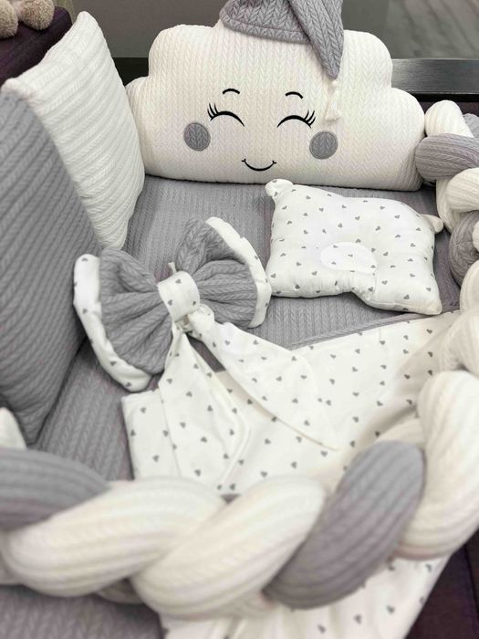 Бортики комплект постіль в ліжечко конверт набір коса