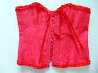 Elegancki czerwony usztywniany gorset z wiązanką L/XL