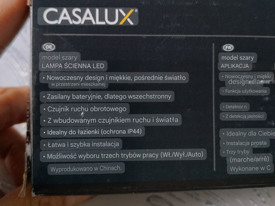 Casalux lampa ścienna, podszafkowa. Nowa