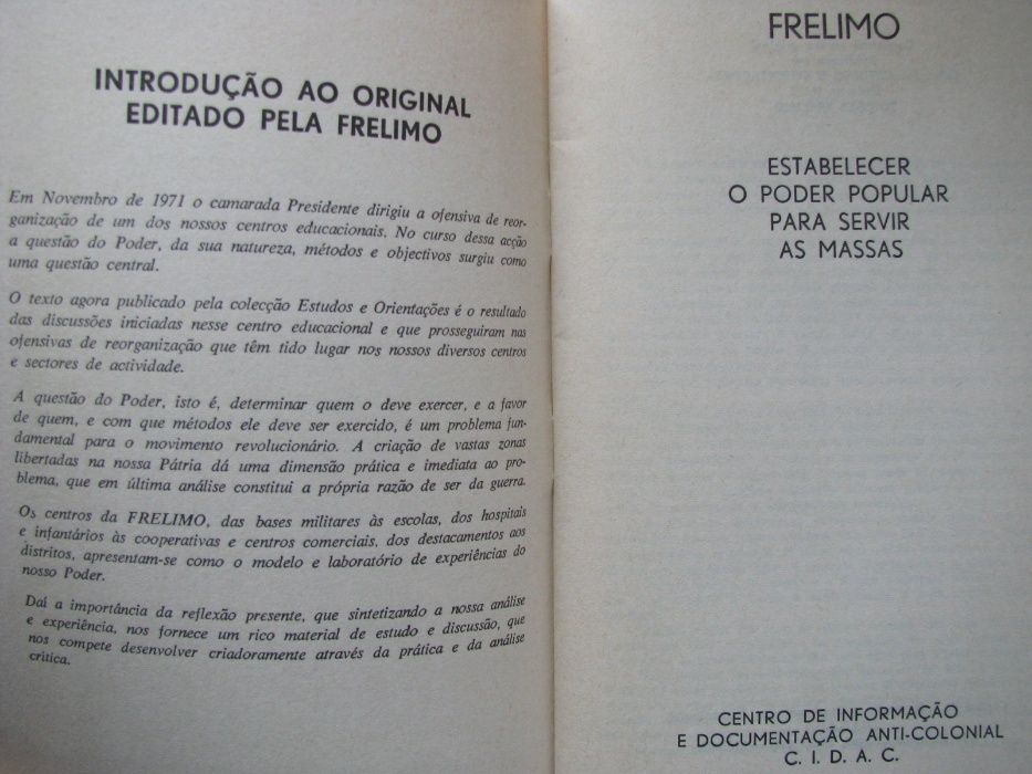 Samora Machel - Estabelecer o Poder Popular para servir as masssas