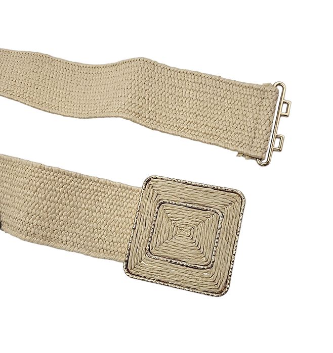 PASEK damski pleciony ELASTYCZNY  beżowy