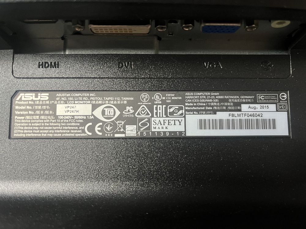 Monitor Asus 24 cale.  VP247h HDMI