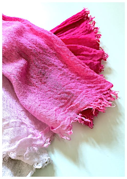 Conjunto 3 Echarpes/Cachecóis Rosa e Branco