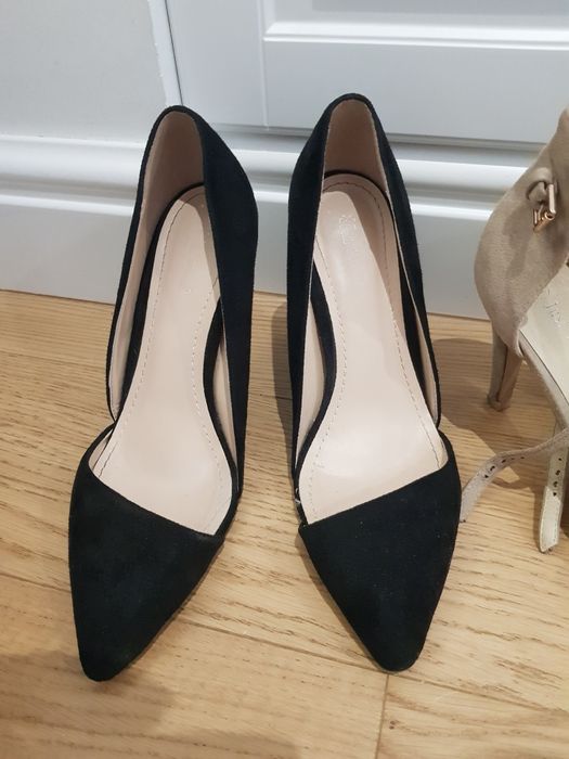 Buty na obcasie sandały szpilki 40 wysokie nude czarne