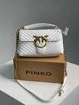 Pinko Mini Classic Lady Love Bag Puff Chevron White Gold