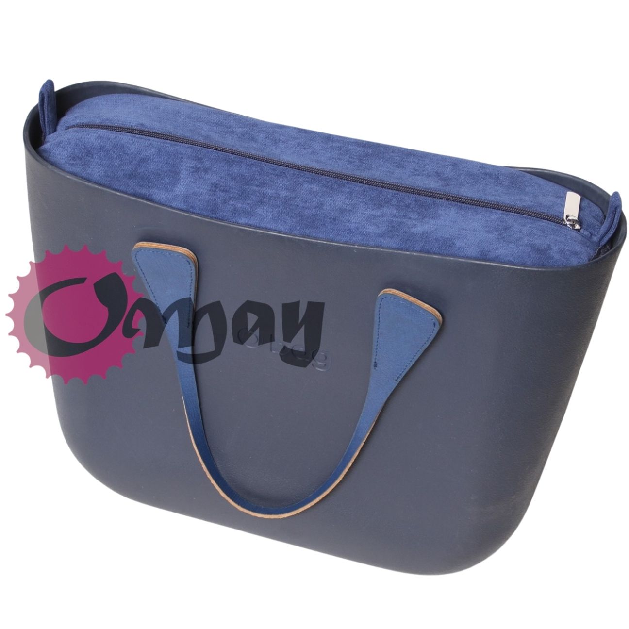 GRANATOWY organizer OBAG STANDARD welur niebieski 2 kieszenie OMAY