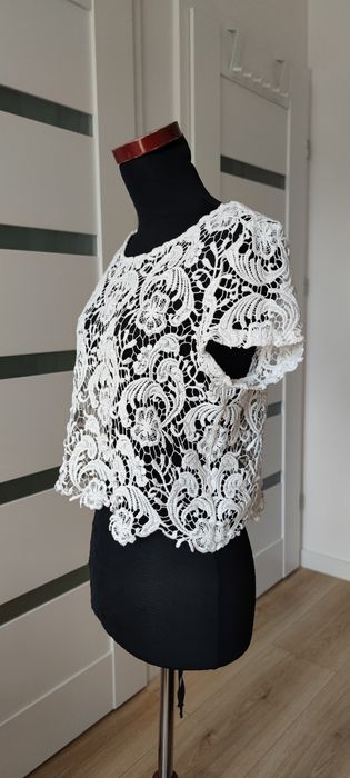 Letni ażurowy koronkowy top S 36 M 38 L 40 biały bawełna bawełniany