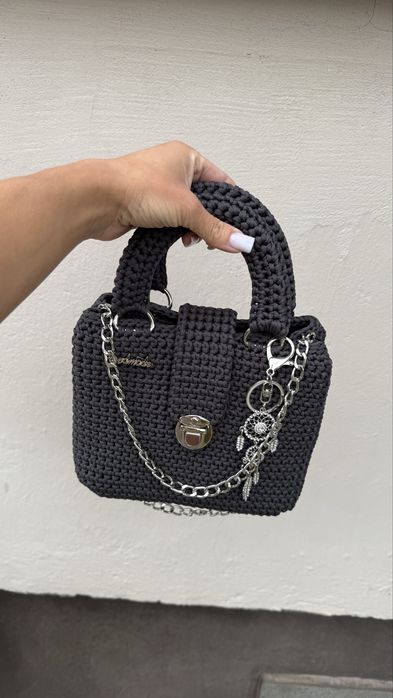 Torebka do ręki ręcznie robiona ze sznurka Handmade dziergana