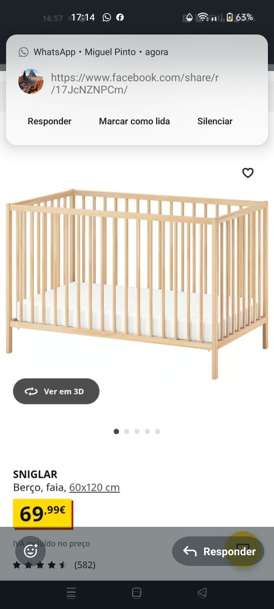 Cama de bebê do IKEA impecável