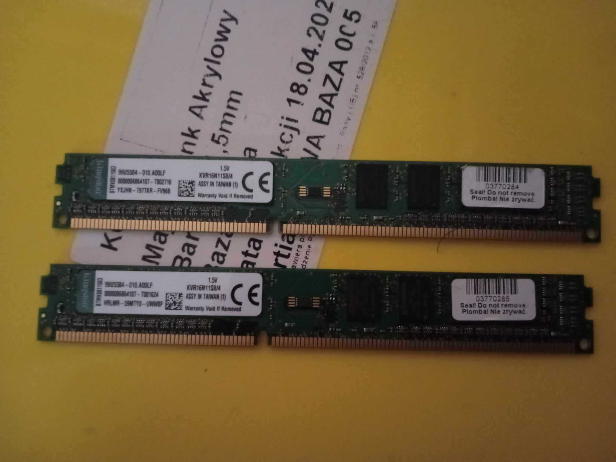 Pamięć RAM DDR3 2x4GB KVR16N11S8/4