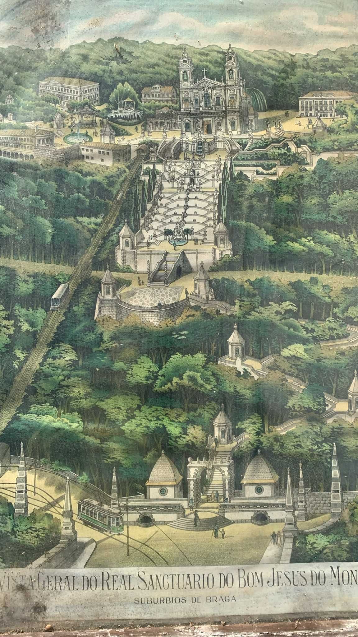 Conjunto de duas litografias antigas da autoria de Júlio de Almeida